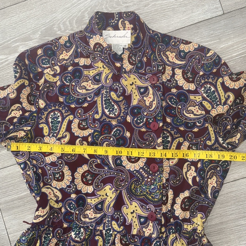 Vintage 80s Schrader Paisley Secretary Dress - Picture 4 of 17